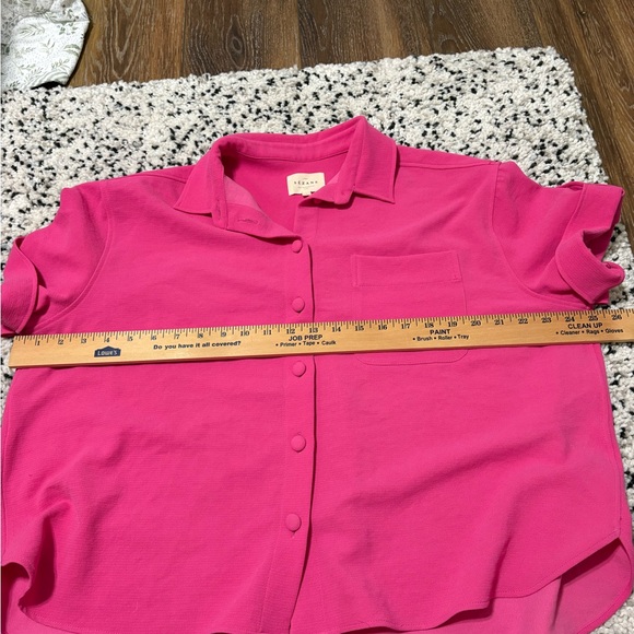 SEZANE Laurine Button Down Collared Boxy Shirt Sz S Small Hot Pink Loose Bright - Picture 10 of 11